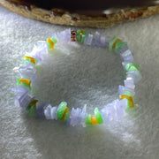 Natural Type A Lavender with Green Yellow Jadeite Irregular Bracelet 14.36g 14cm 8.2mm 94 Pcs - Huangs Jadeite and Jewelry Pte Ltd