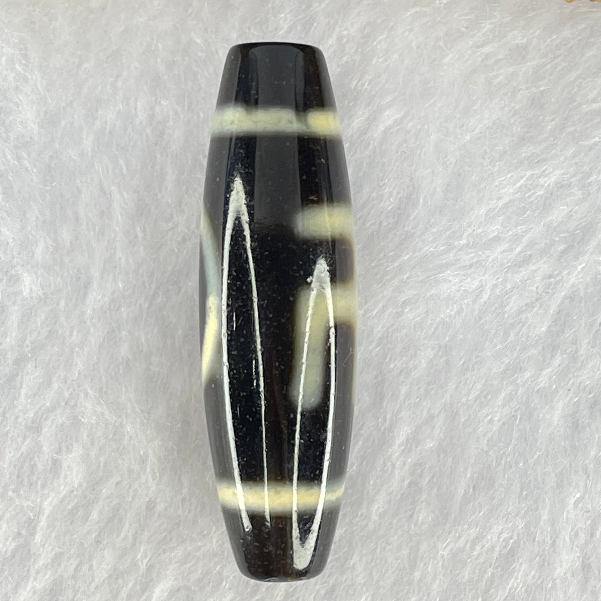 Natural Powerful Tibetan Old Oily Agate 1 Eye With Swastika Dzi Bead (Hotu Dzi) 7.60g 38.3 by 11.7mm - Huangs Jadeite and Jewelry Pte Ltd