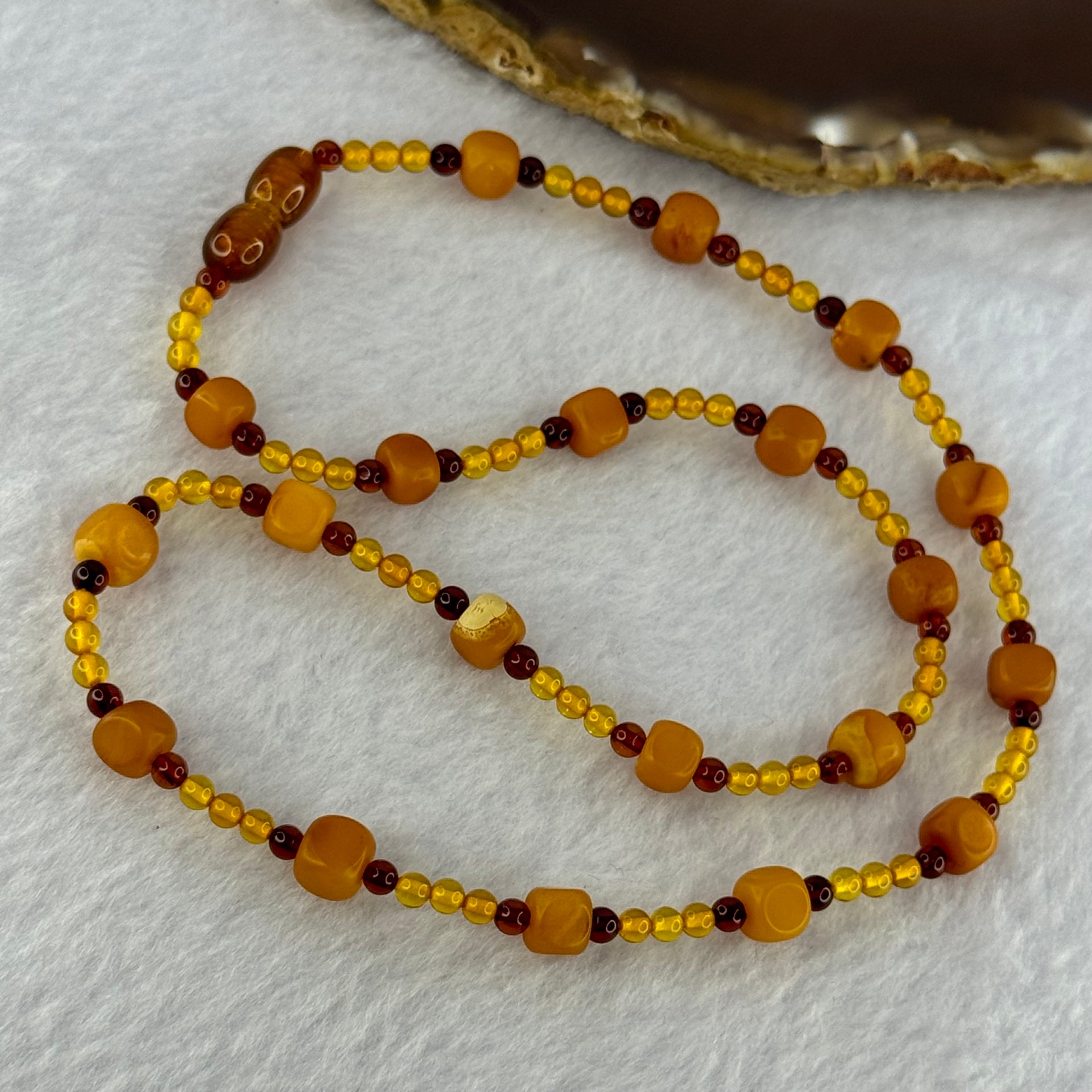 Natural Mixed Color (Golden, Red, Butterscotch) Amber Beads Necklaces 6.48g 46cm 6.4 by 6.3mm 20 Beads - Huangs Jadeite and Jewelry Pte Ltd