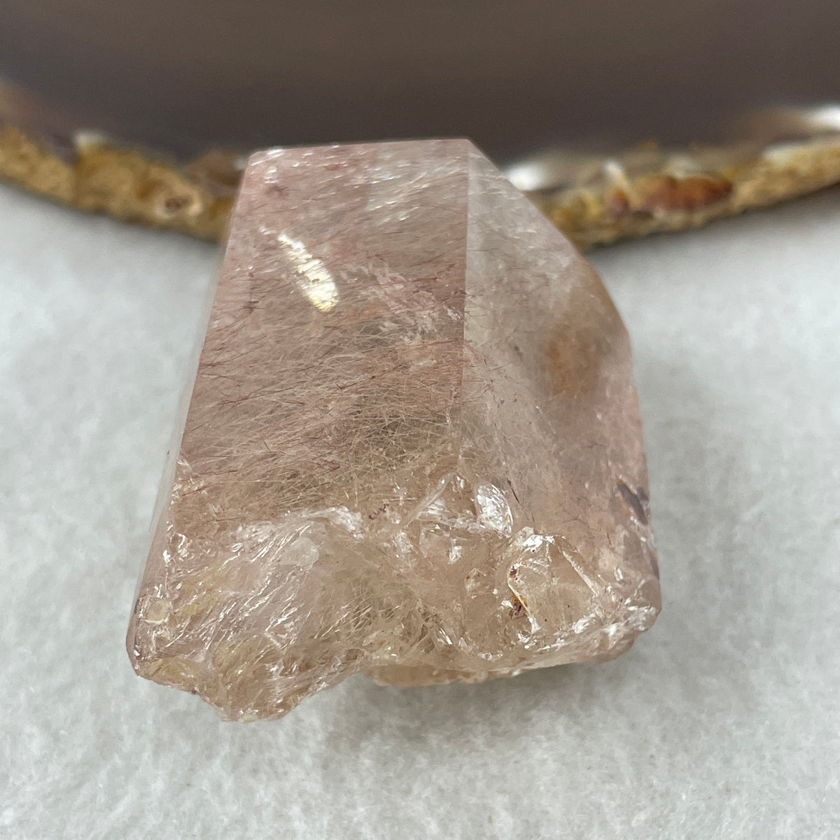 Natural Copper Rutilated Quartz Tower Display | (91.18g | 61.5 x 40.7 x 26.1mm | Executive Power Catalyst, "Stone of Wealth & Vitality" Leadership Generator, Feng Shui Prosperity Anchor)