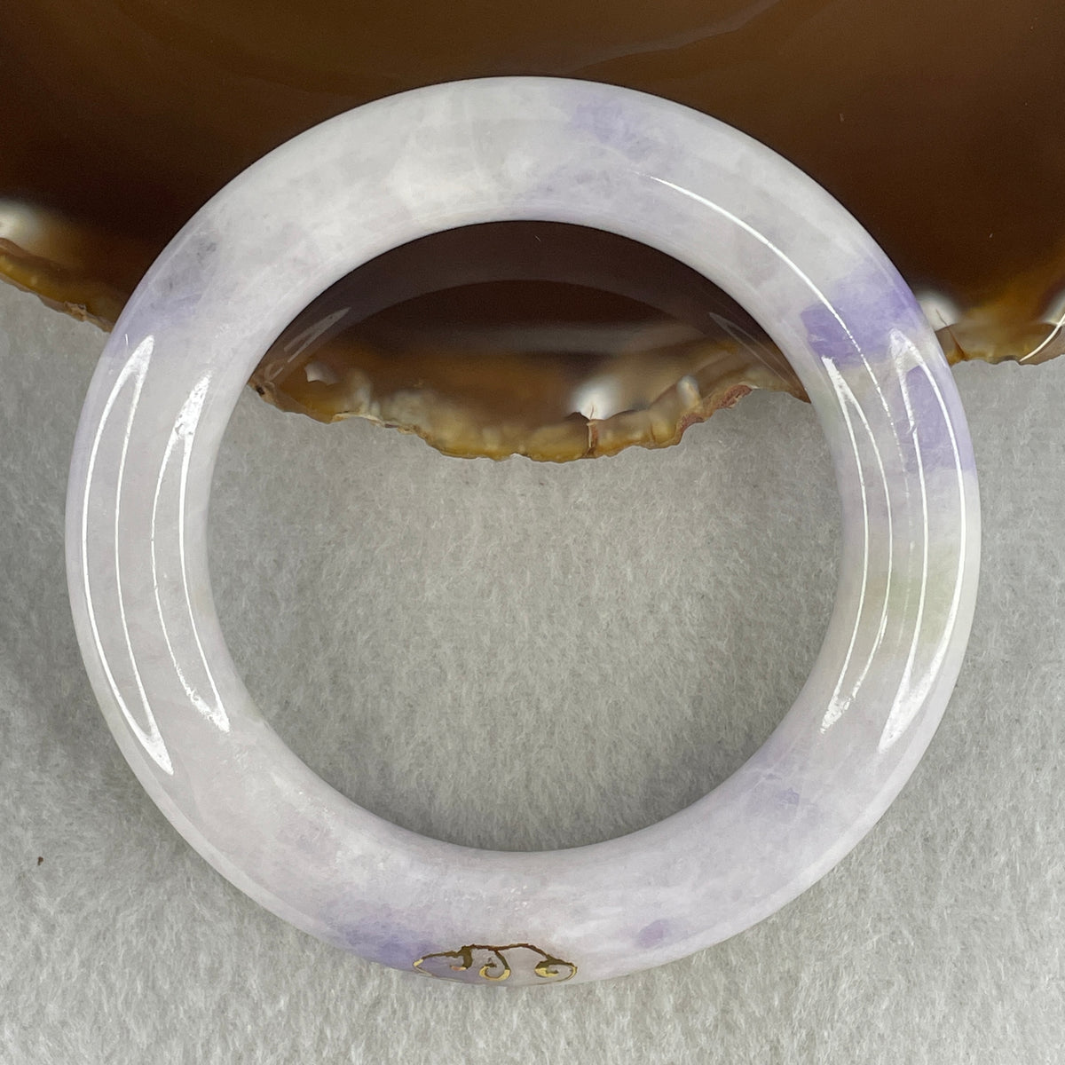 Certified Natural Type A White & Lavender Piao Hua Jadeite Full Round Bangle | 58.3mm Yuan Tiao (88.74g 12.5x12.6mm | Internal Line | Imperial Wholeness & High Spiritual Grace) - Huangs Jadeite and Jewelry Pte Ltd