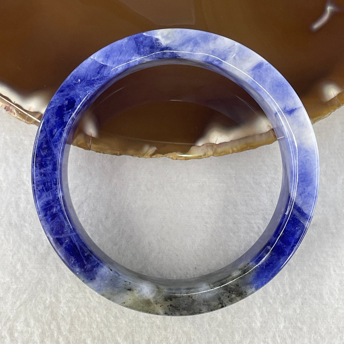 Natural Blue Sodalite Bangle | (55.34g | 56.0mm Inner Diameter | 15.9x7.8mm | Very Very Slight Internal Line | Synergy, Strategic Thinking, Emotional Balance & Wisdom Magnet)