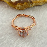 Colourless Cubic Zirconia with Crystals In PT950 Plated Sliver Rose Gold Color Ring (Adjustable Size) 2.41g 7.1 by 4.2mm - Huangs Jadeite and Jewelry Pte Ltd
