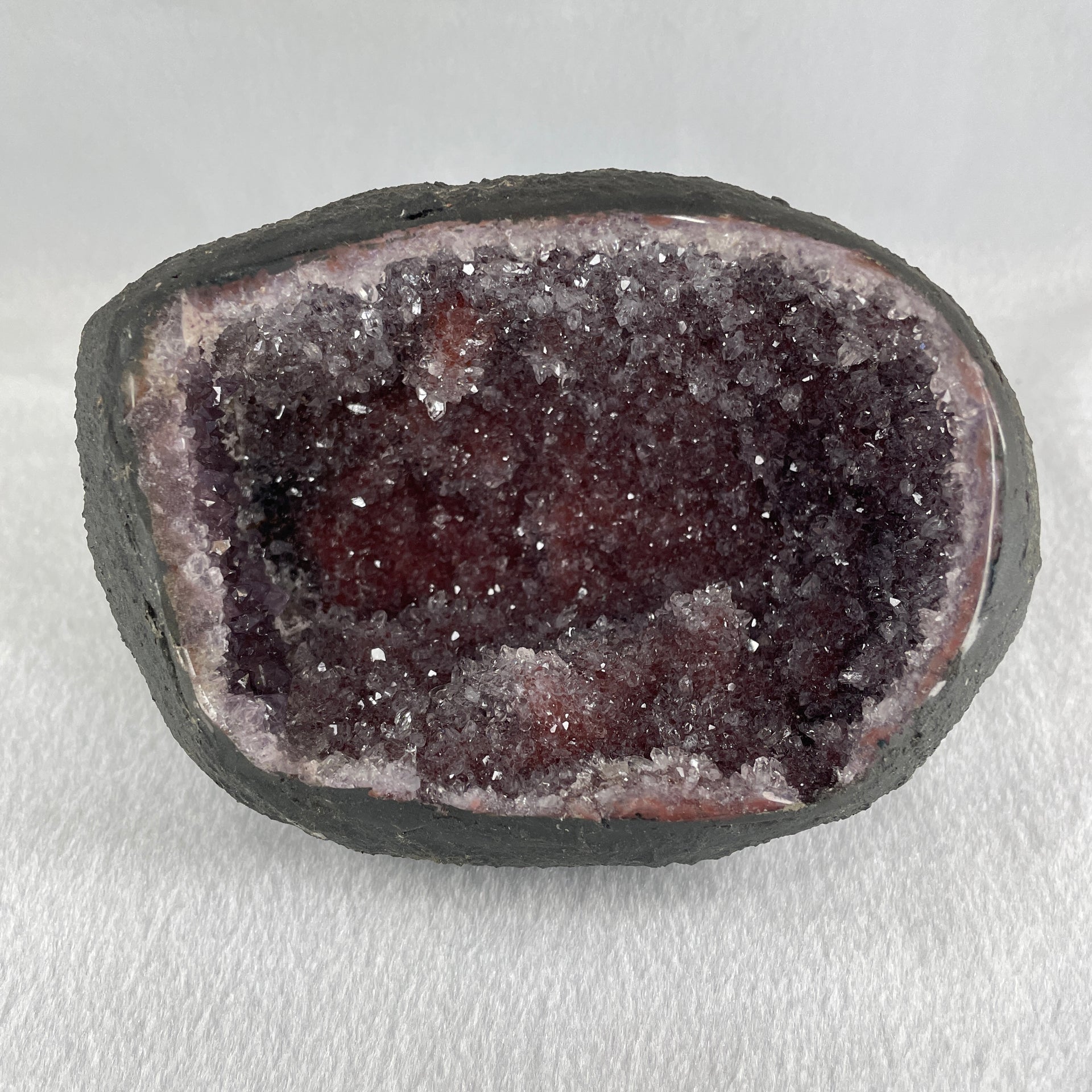 Natural Amethyst Cave with Wooden Stand 2,387.0g 153.2 by 143.7 by 165.0mm - Huangs Jadeite and Jewelry Pte Ltd