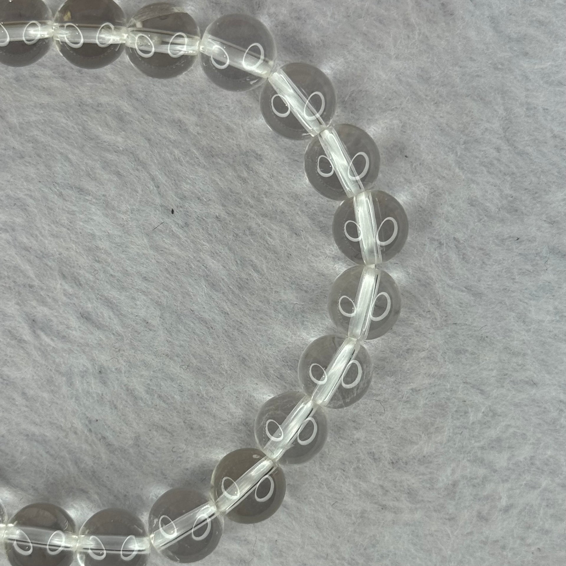 Natural Clear Quartz Bracelet 天然白水晶手链 18.64g 16.5cm 8.4mm 24 Beads - Huangs Jadeite and Jewelry Pte Ltd