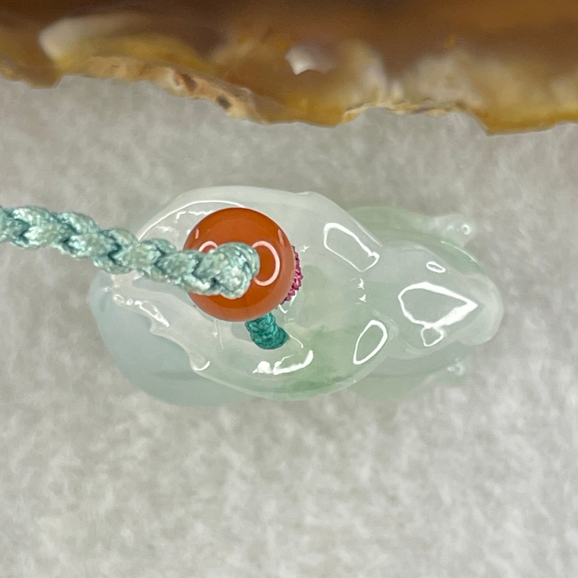 Type A Semi Icy Light Green with Green Spots Deer Pendant 21.16g 22.9 by 26.7 by 14.0mm - Huangs Jadeite and Jewelry Pte Ltd