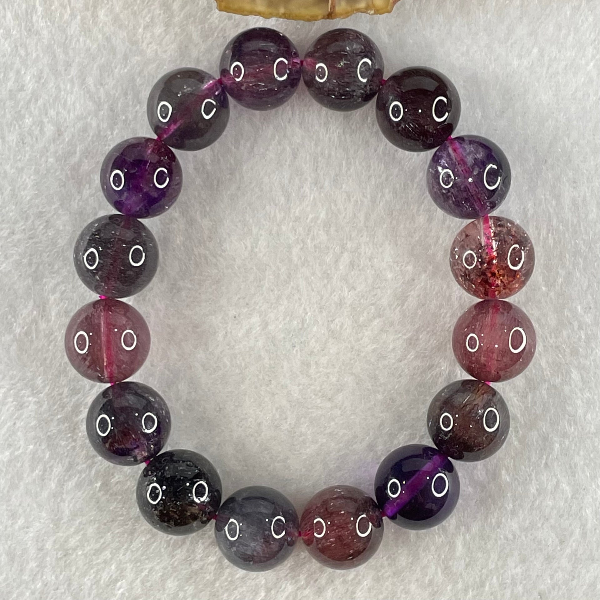 Very Good Grade Natural Blackcurrant Super 7 Beads Bracelet 35.17g 15.5cm 11.8mm 16 Beads - Huangs Jadeite and Jewelry Pte Ltd