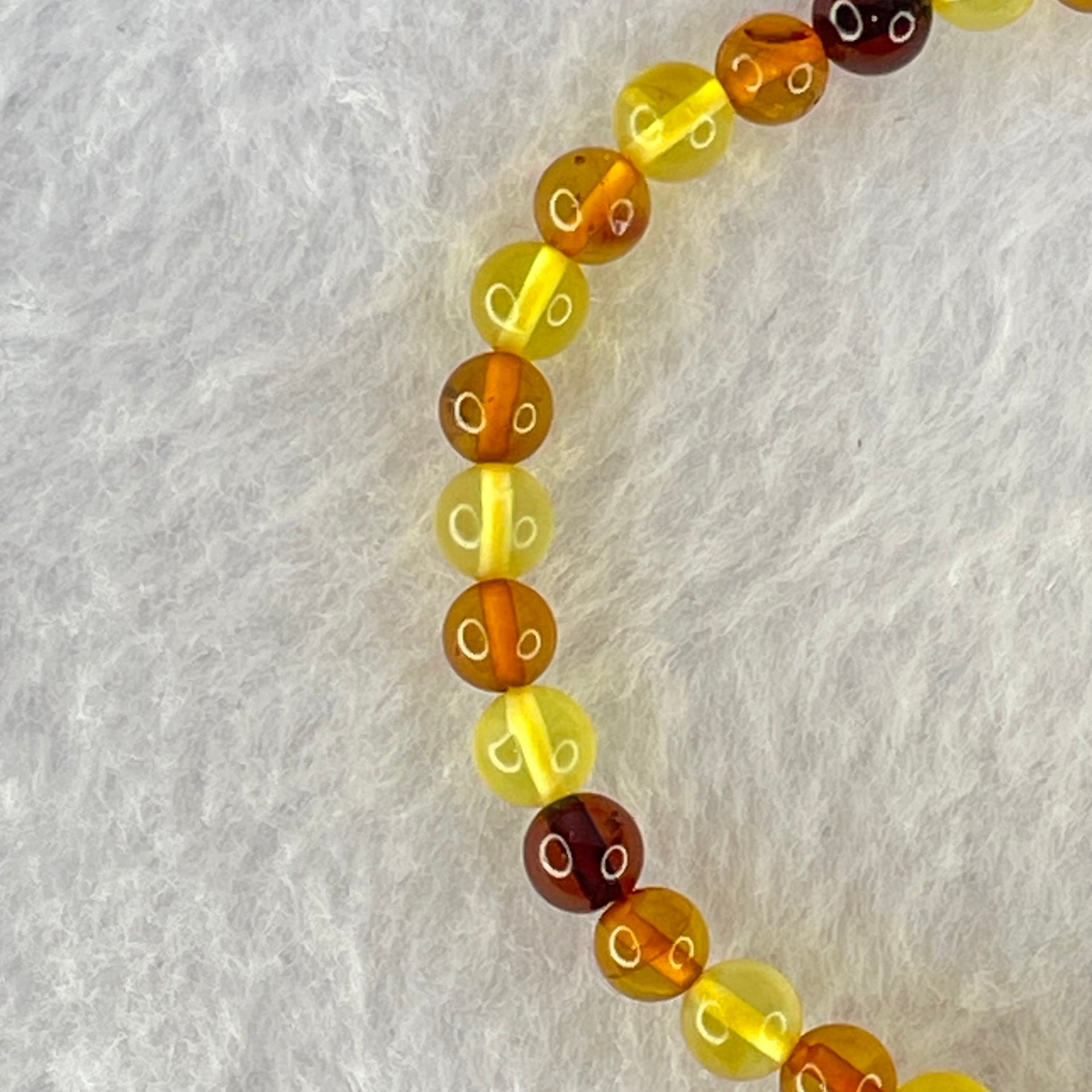 Natural Mixed Color Amber Beads Bracelet 2.50g 16.5cm 5.1mm 38 Beads - Huangs Jadeite and Jewelry Pte Ltd