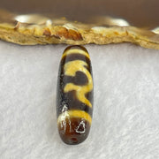 Natural Powerful Tibetan Old Oily Brown Yellowish White Agate Green Tara Dzi Bead Heavenly Master (Tian Zhu) 绿度母天珠 7.47g 38.2 by 11.6mm - Huangs Jadeite and Jewelry Pte Ltd