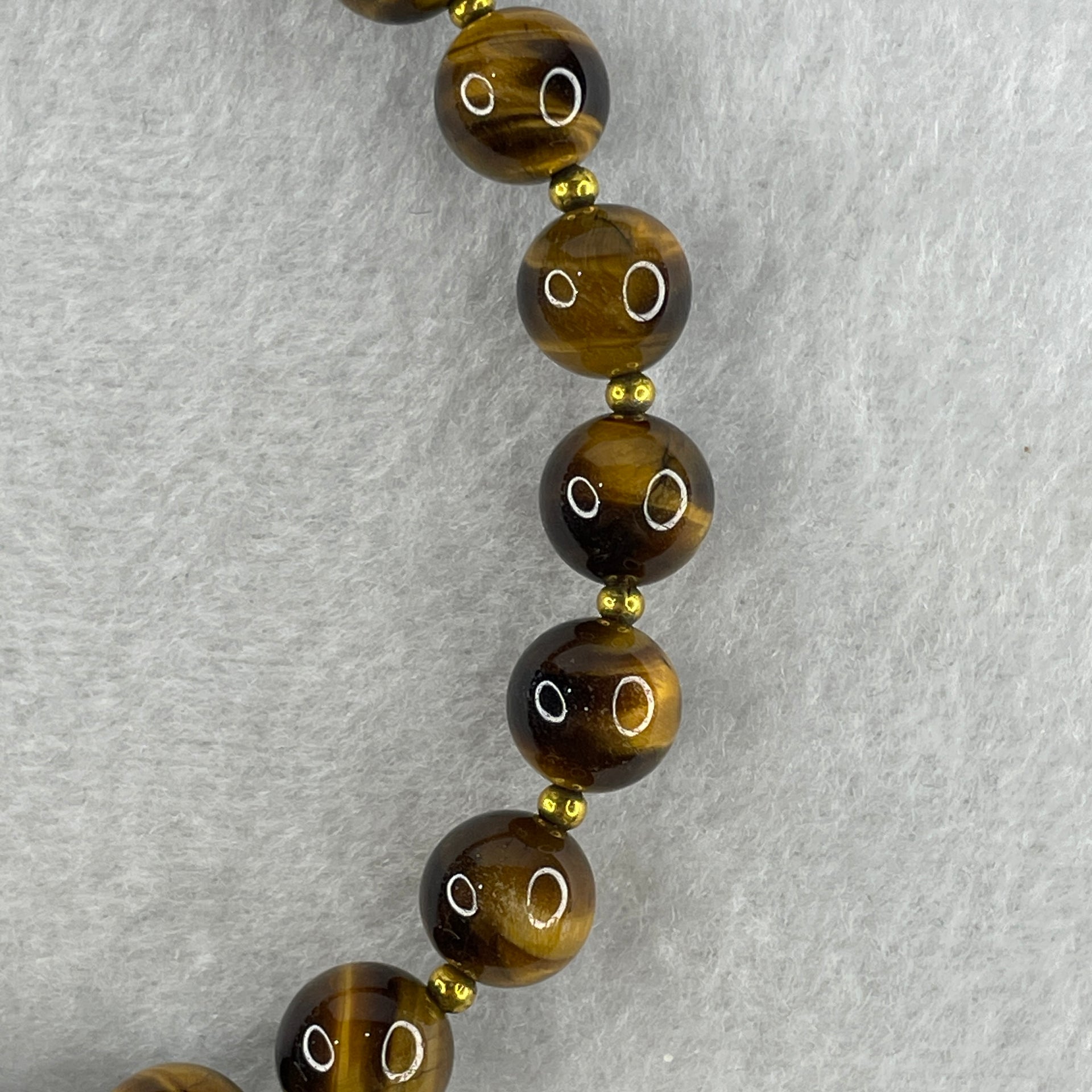 Natural Yellow Tiger's Eye Quartz Beads Bracelet with Charm 31.12g 21cm 10.4mm 20Beads - Huangs Jadeite and Jewelry Pte Ltd