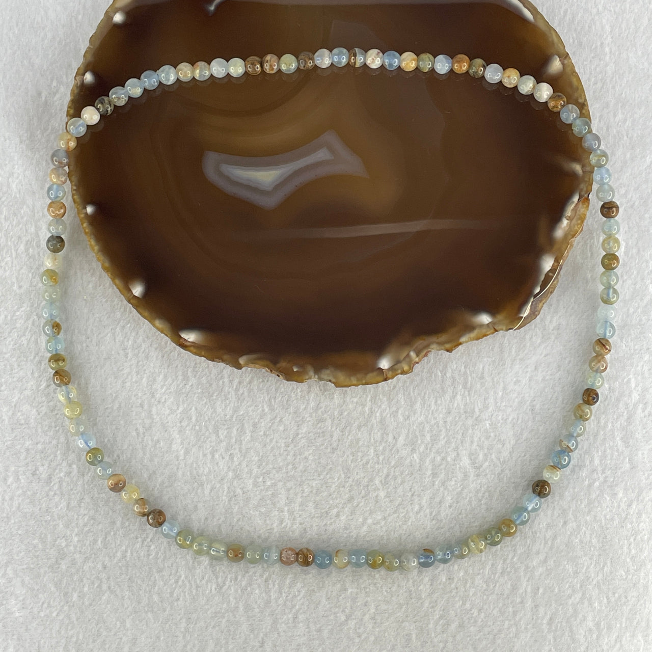 Certified Natural Aquamarine Beads Necklace  24.70g 52cm 5.7mm 102Beads