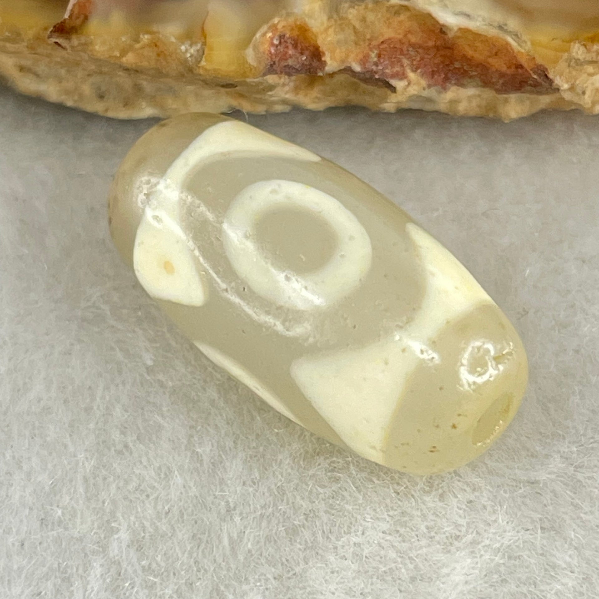 Natural Powerful Tibetan Old Oily Agate 3 Eyes Dzi Bead Heavenly Master (Tian Zhu) 三眼天诛 3.03g 20.0 by 10.3mm - Huangs Jadeite and Jewelry Pte Ltd