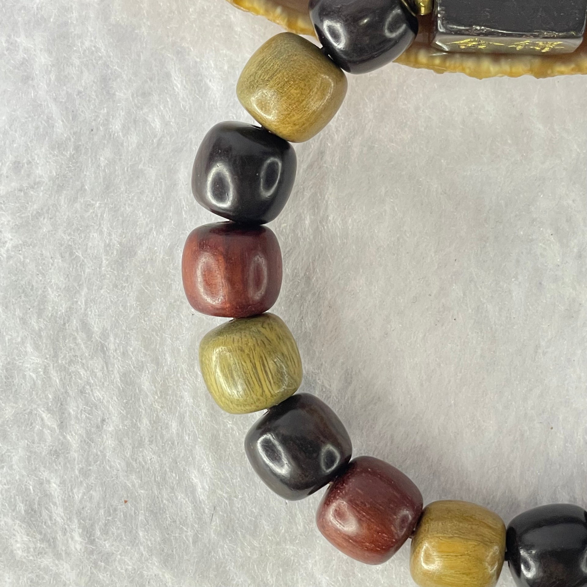 Natural Mixed Color Rose Wood Beads Bracelet 多宝珠小叶紫檀黑檀金丝楠手链 23.38g 18cm 12.2mm by 16 Beads - Huangs Jadeite and Jewelry Pte Ltd