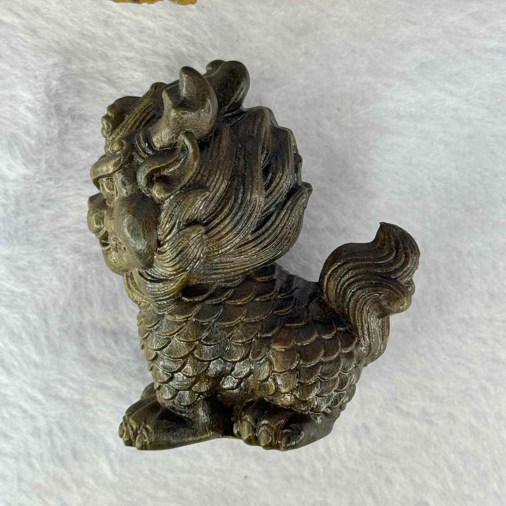 Natural Wooden Kirin Display 天然绿檀麒麟摆件 36.59g 48.7 by 33.3 by 54.1mm - Huangs Jadeite and Jewelry Pte Ltd