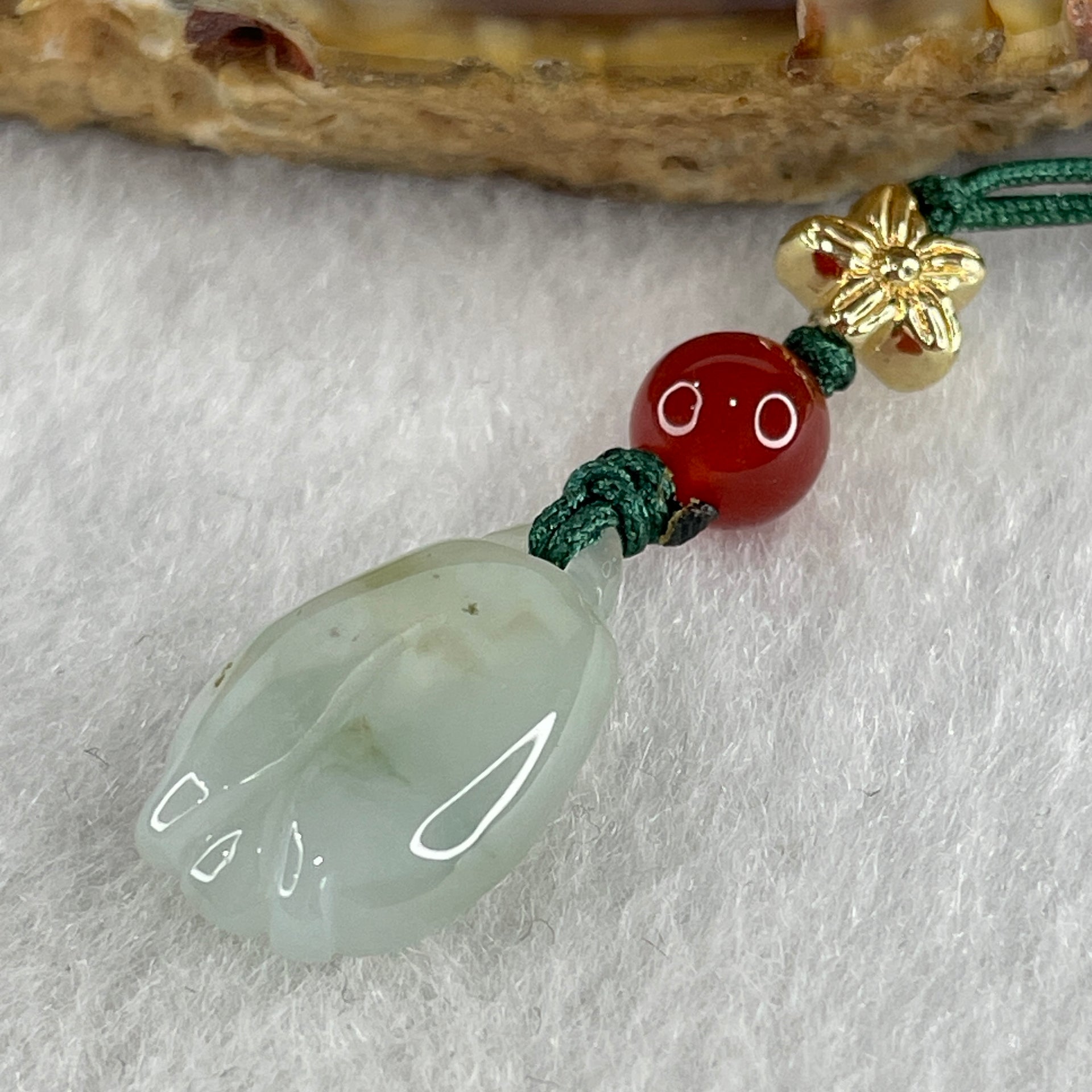 Natural Type A Light Green Jadeite Flower Charm 2.72g 18.2 by 10.8 by 5.1mm - Huangs Jadeite and Jewelry Pte Ltd