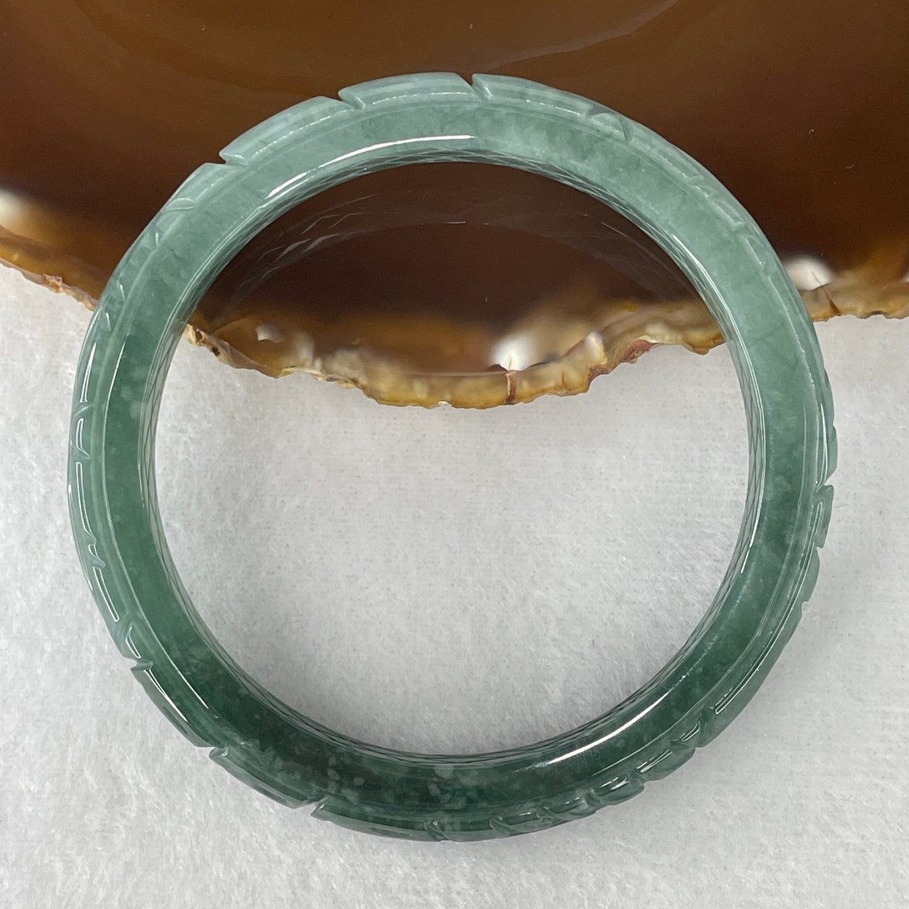 Certified Natural Type A Blueish-Green & Green Jadeite Carved Dragon Bangle | Majestic Round Court Silhouette | "Imperial Long" Sovereign Authority & Protection Bangle (46.78g 9.2x8.3mm | 62.5mm Internal Line)