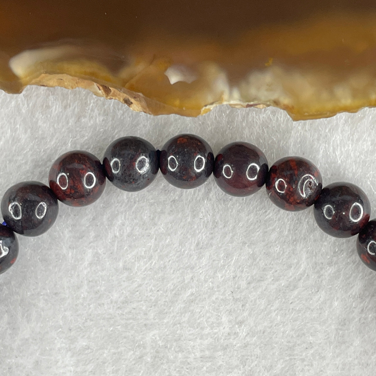 Natural Brecciated Red Jasper Beads Bracelet 10.96g 15.5cm 6.4mm 30Beads