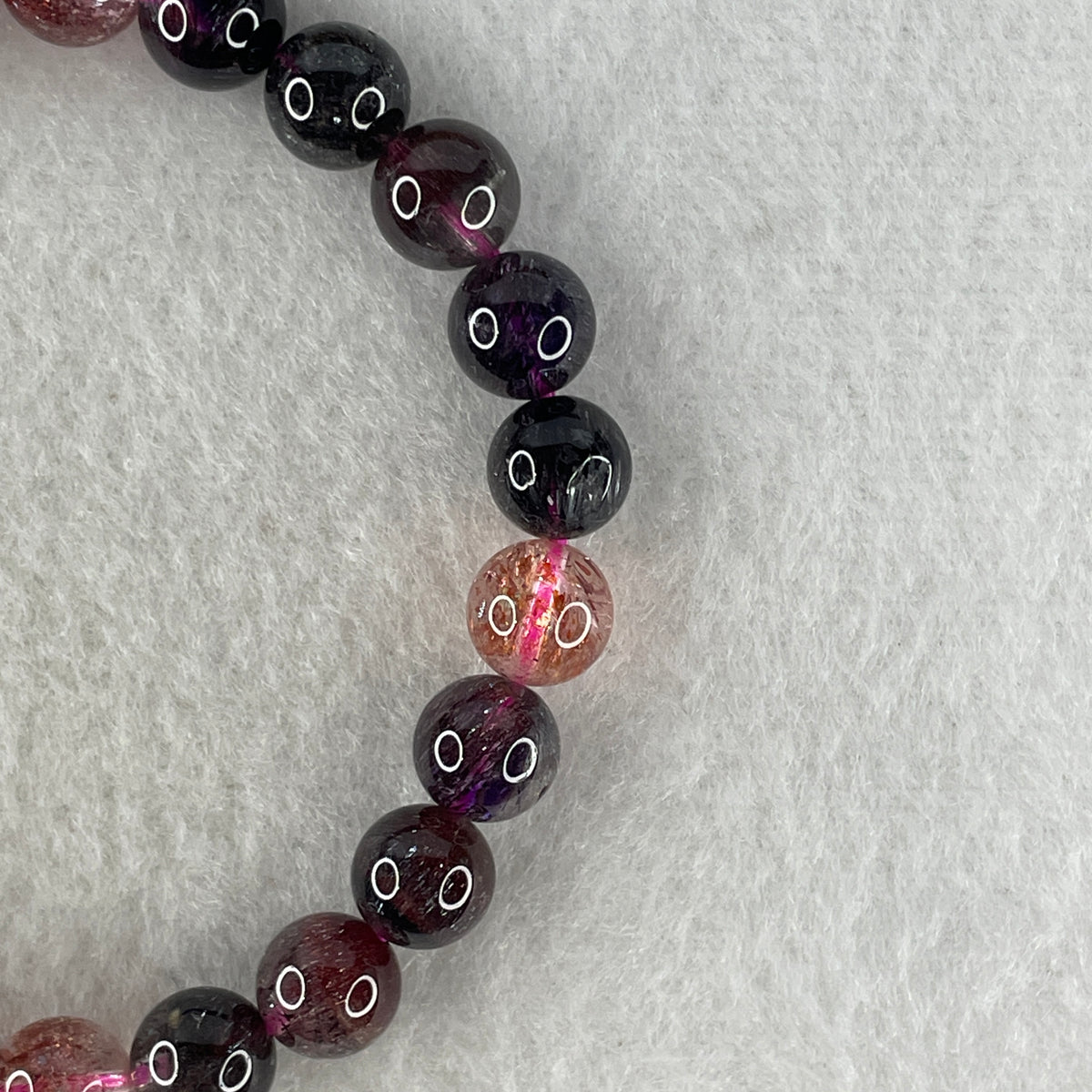 Very Very Good Grade Certified Natural Blackcurrant Super 7 Beads Bracelet | (21.59g | 17.5cm | 8.8mm x 24 Beads | "Seven Sacred Minerals" Intuition & Abundance Anchor, Feng Shui High-Vibration Power Bracelet) - Huangs Jadeite and Jewelry Pte Ltd