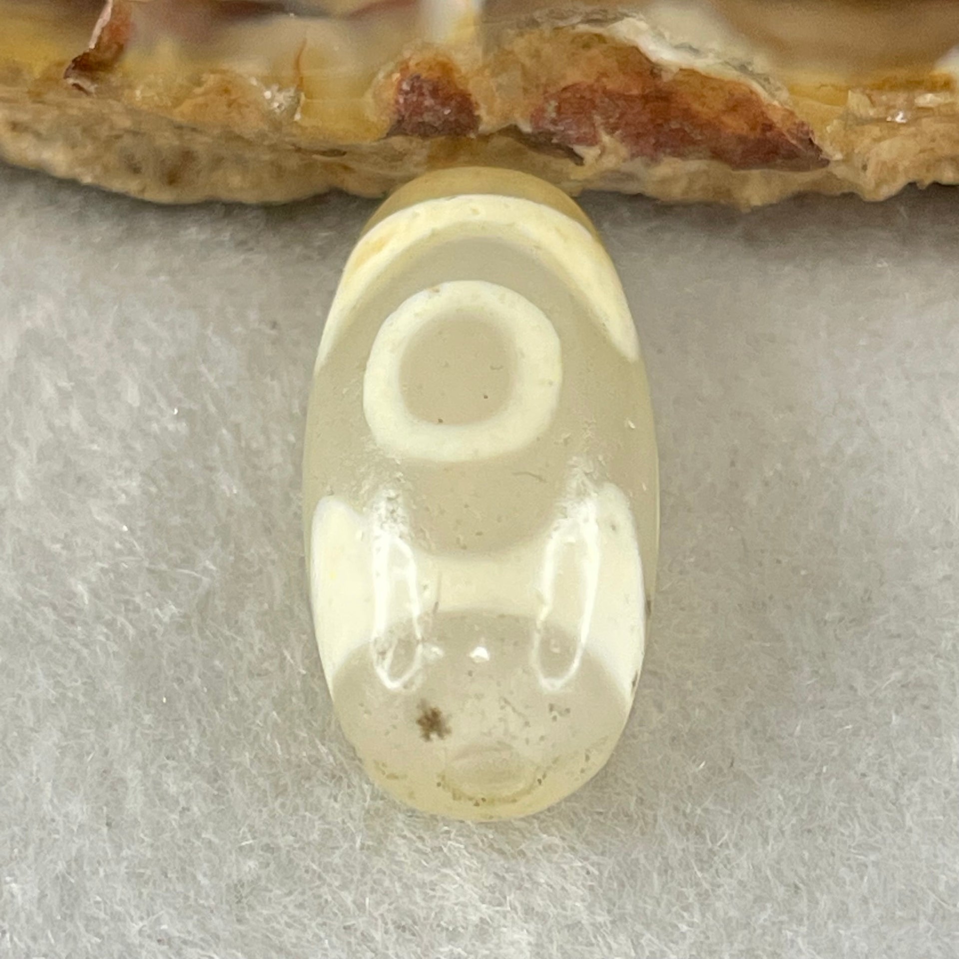 Natural Powerful Tibetan Old Oily Agate 3 Eyes Dzi Bead Heavenly Master (Tian Zhu) 三眼天诛 2.90g 19.8 by 10.2mm - Huangs Jadeite and Jewelry Pte Ltd