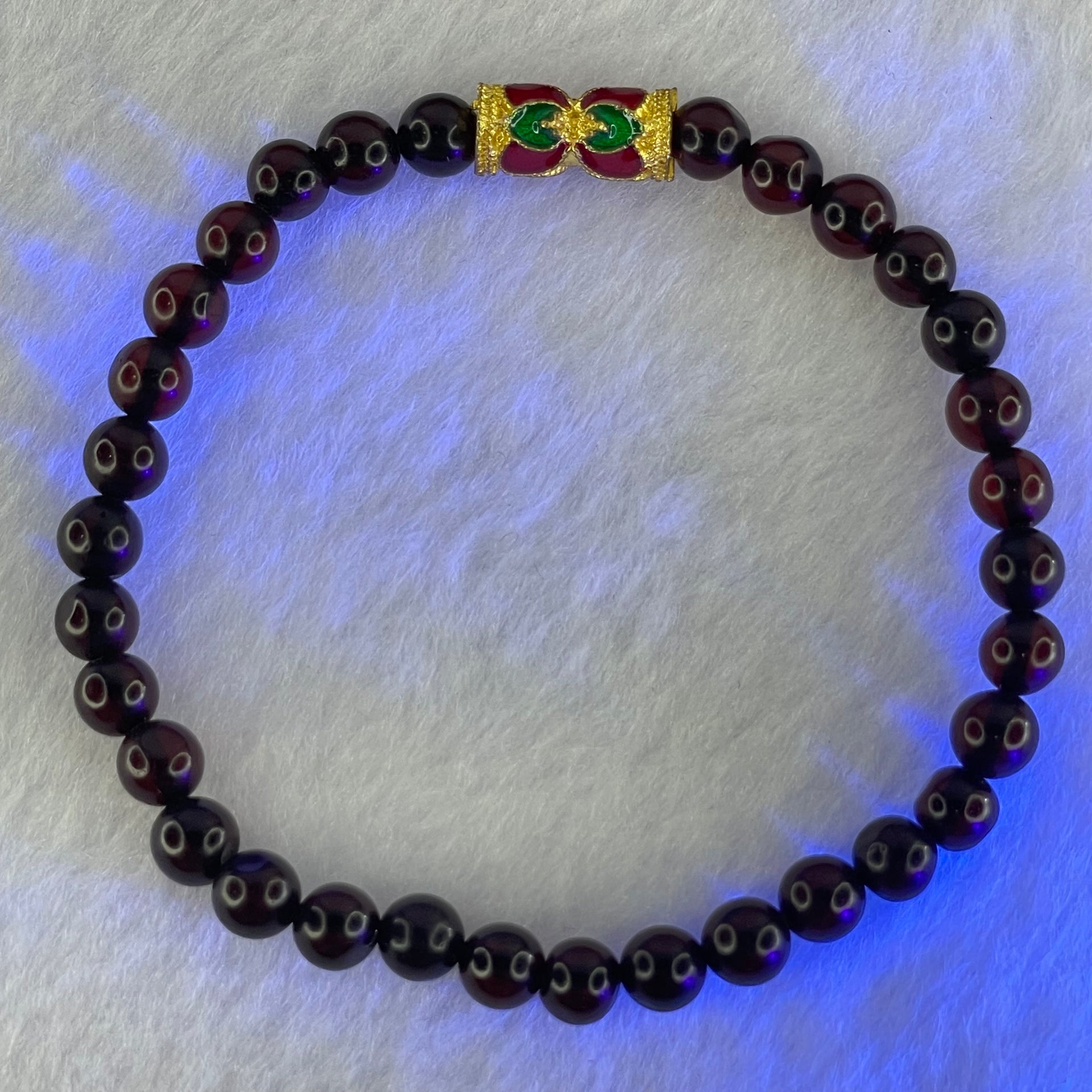 Natural Dark Blood Red Amber Beads Bracelet 天然血珀手链 3.89g 14.5cm 5.3mm 30 Beads - Huangs Jadeite and Jewelry Pte Ltd