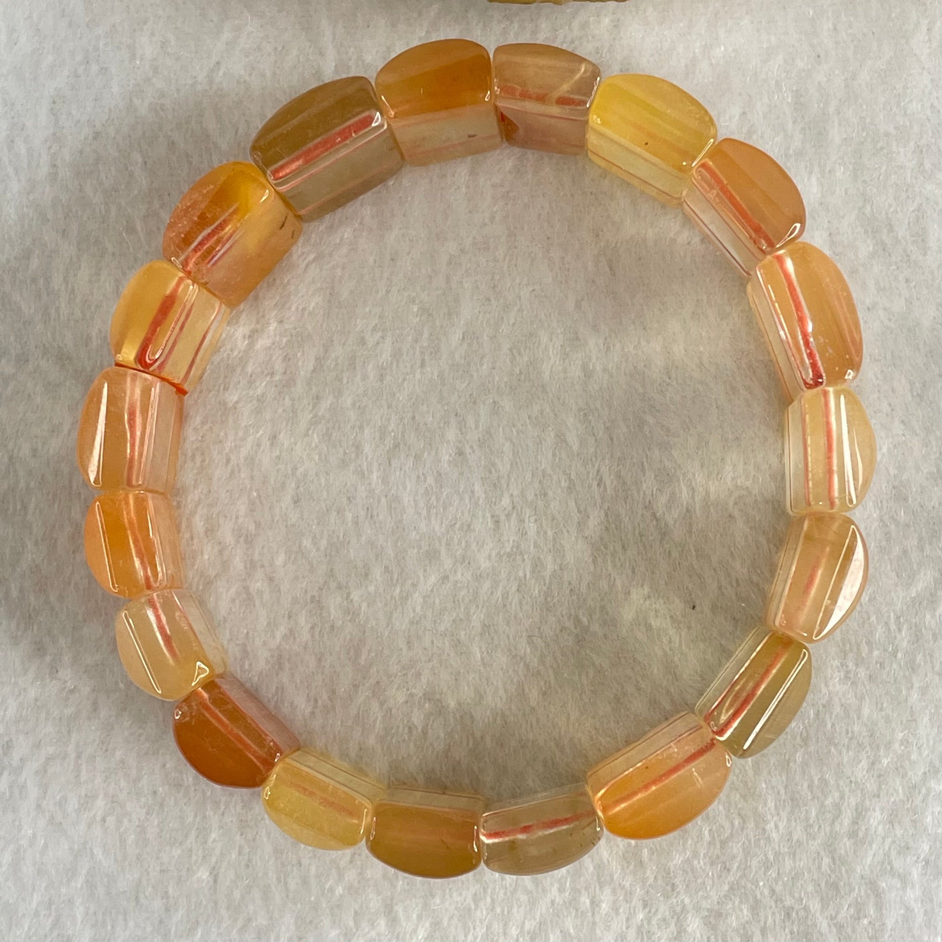 Good Grade Natural Orange Ferruginous Quartz Shou Pai Bracelet 53.55g 18cm 18.6 by 11.4mm 19 Pieces - Huangs Jadeite and Jewelry Pte Ltd