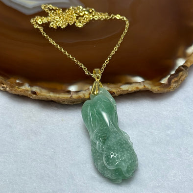 Type A Sky Blue Jadeite Cabbage in S925 Sliver in Gold Colour Necklace 18.50g 46.6 by 19.6 by 13.6mm - Huangs Jadeite and Jewelry Pte Ltd