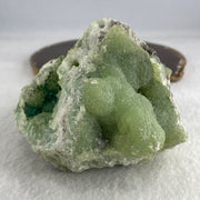 Natural Green Fluorite Rough Irregular Shape Display with Wooden Stand 1.017,9g 107.0 by 86.0 by 135.0mm - Huangs Jadeite and Jewelry Pte Ltd