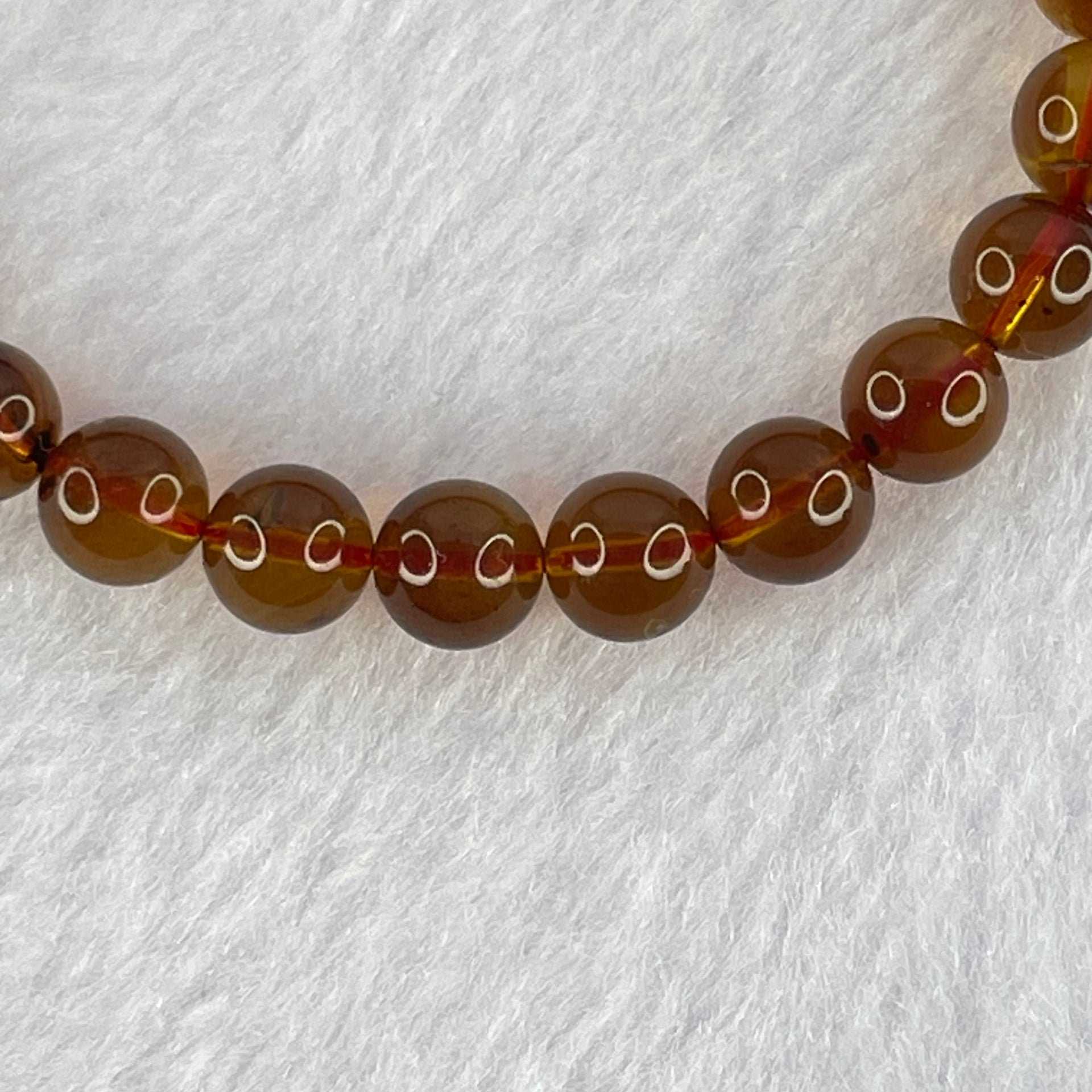 Natural Purple Honey Amber Beads Bracelet 天然紫蜜琥珀手链 3.81g 15.5cm 6.4mm 28 Beads - Huangs Jadeite and Jewelry Pte Ltd