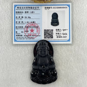 Type A Opaque Black Omphacite Jadeite Guan Yin Pendant 28.39g 63.4 by 38.8 by 7.5mm - Huangs Jadeite and Jewelry Pte Ltd