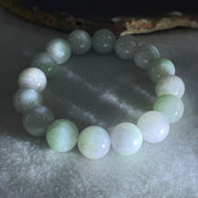 Type A Light Green with Slight Light Lavender Jadeite Beads Bracelet 47.81g 15cm 12.2mm 16 Beads - Huangs Jadeite and Jewelry Pte Ltd