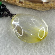 Natural Golden Rutilated Quartz Tear Drop Necklace 19.61g 32.5 by 24.7 by 11.8mm - Huangs Jadeite and Jewelry Pte Ltd