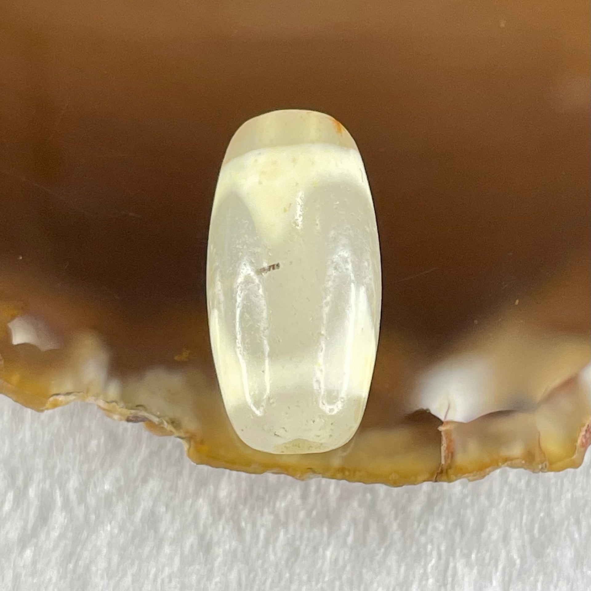 Natural Powerful Tibetan Old Oily Agate Tiger Tooth Daluo Dzi Bead Heavenly Master (Tian Zhu) 虎呀天诛 2.98g 20.1 by 10.3mm - Huangs Jadeite and Jewelry Pte Ltd