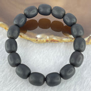 Natural Dark Matt Black Amber Beads Bracelet 天然大黑天翁琥珀手链 16.96g 18cm 11.7mm 15 Beads - Huangs Jadeite and Jewelry Pte Ltd