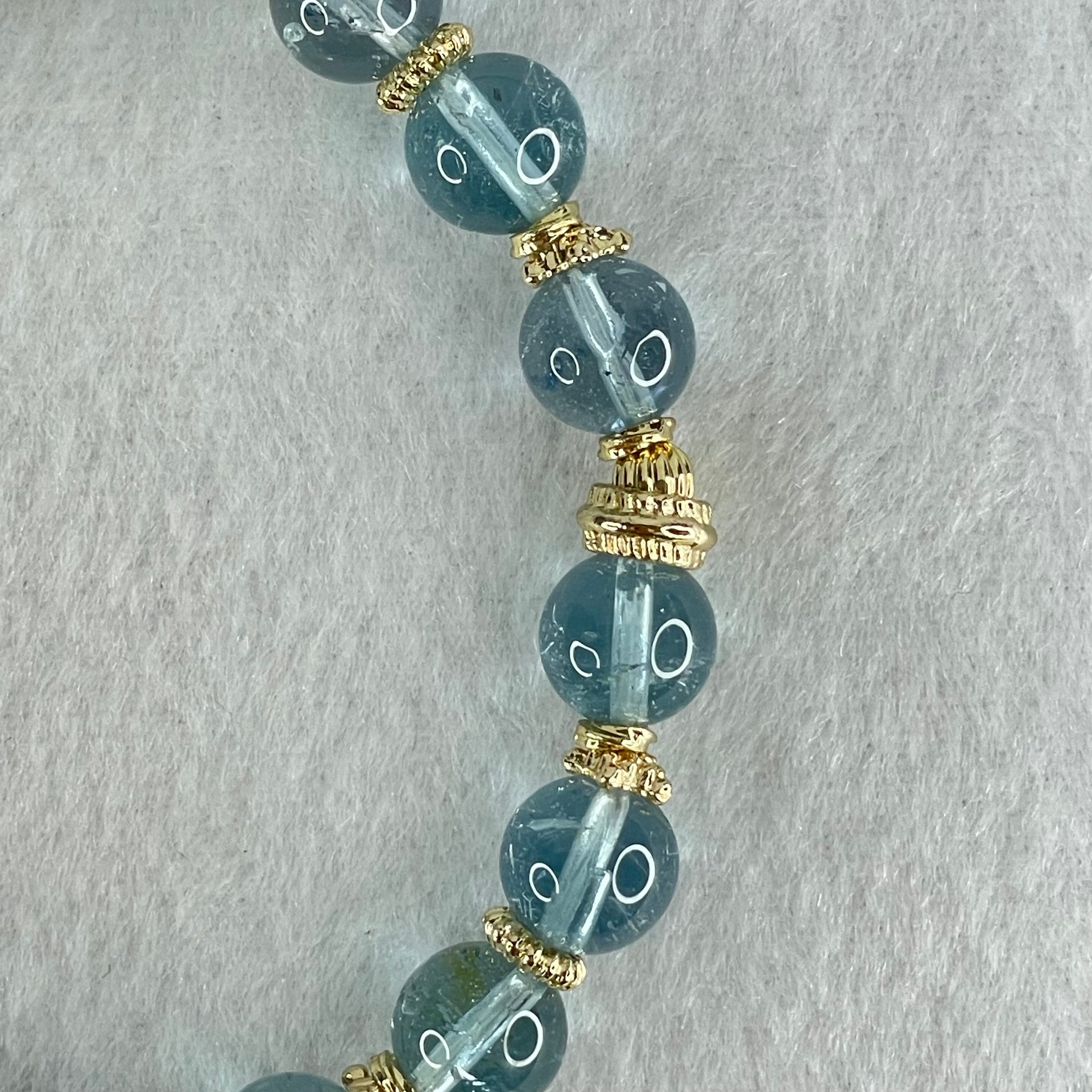 Good Grade Natural Blue Topaz Beads Bracelet 26.61g 16cm 8.8mm 16 Beads - Huangs Jadeite and Jewelry Pte Ltd