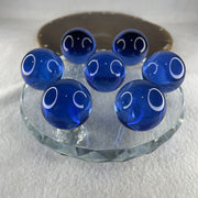 Blue Liuli 7 Sphere Balls 29.4mm Set with 7 Star Base Display 557.3g 119.5 by 55.5mm - Huangs Jadeite and Jewelry Pte Ltd