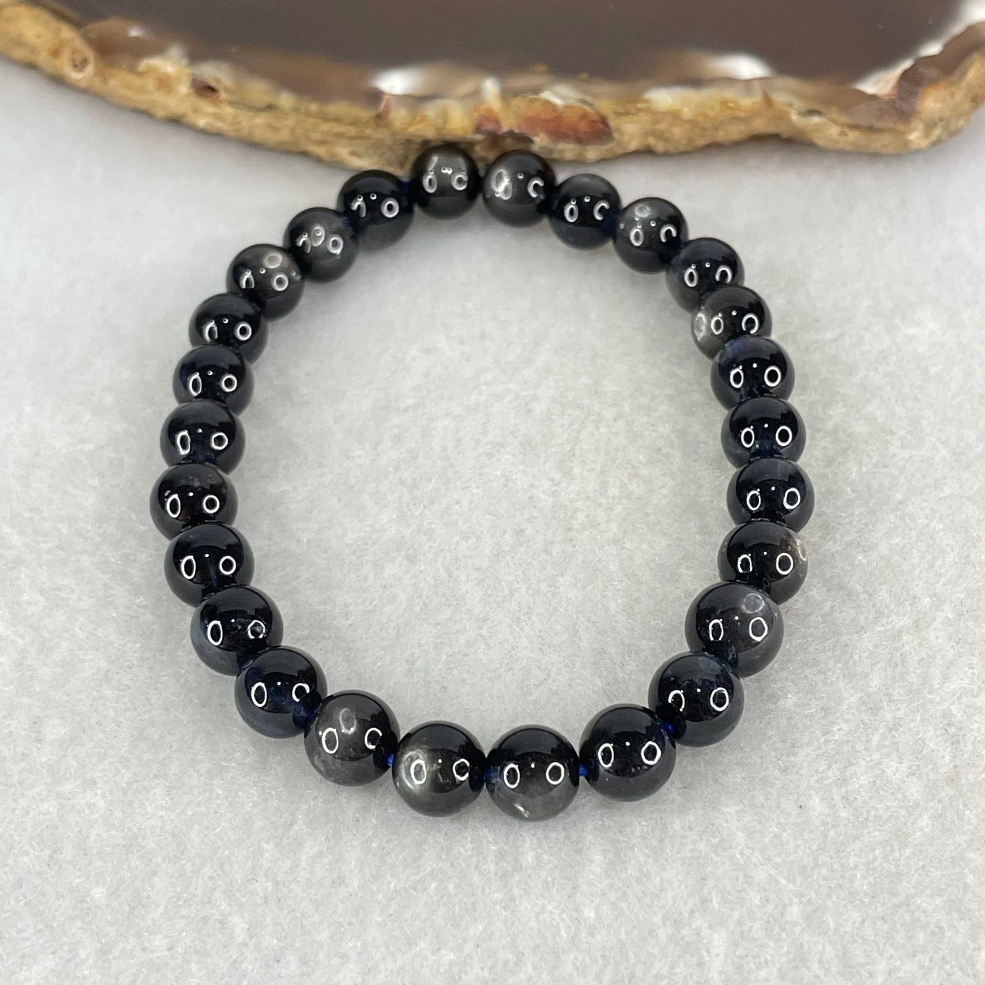 Good Grade Natural Devils Blue Beryl Aquamarine Beads Bracelet 13.10g 15.5cm 7.2mm 26 Beads - Huangs Jadeite and Jewelry Pte Ltd