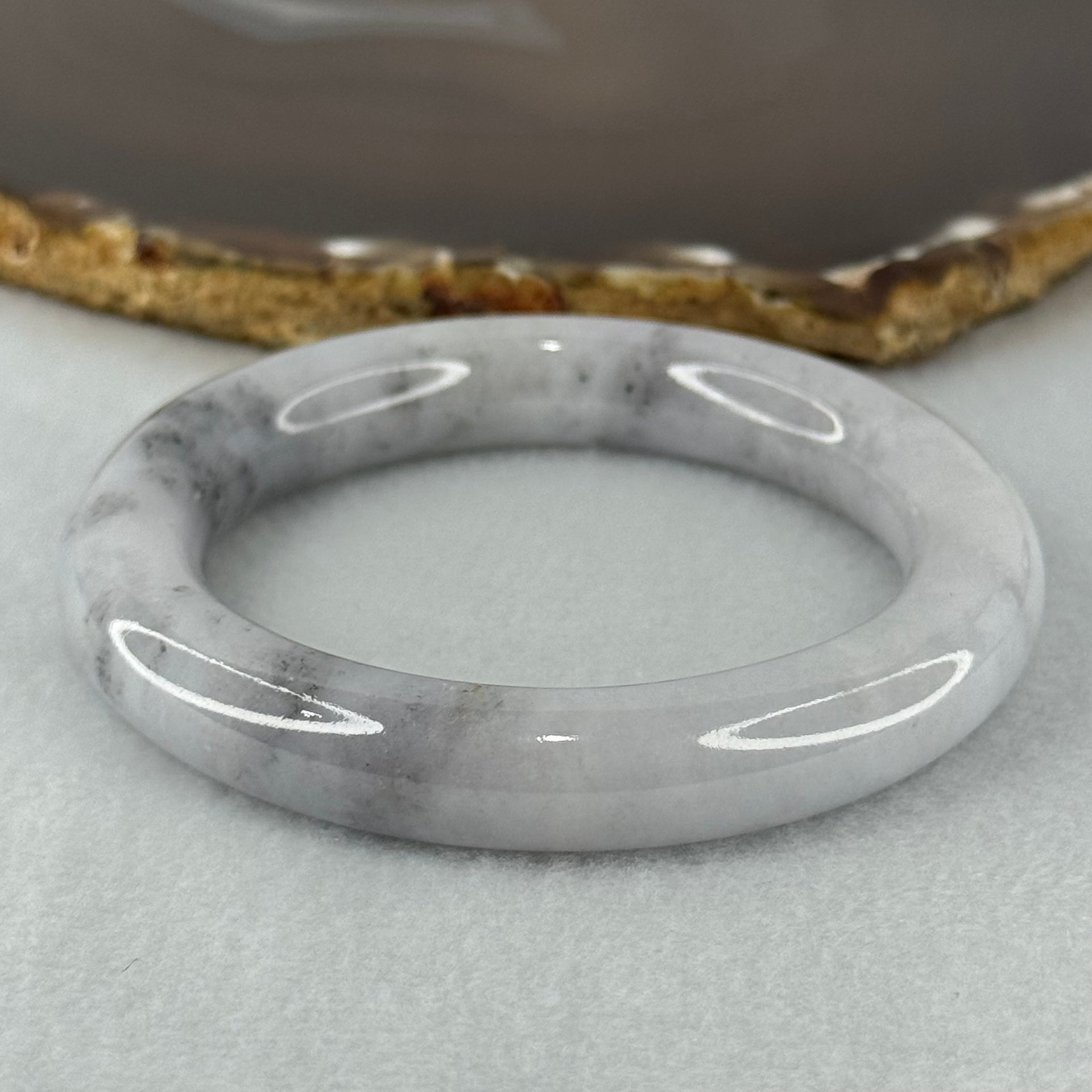 Type A Faint Lavender with Wuji Grey Jadeite Bangle Internal Diameter 54.6mm 69.56g 11.6 by 11.3mm (Very Slight Internal Line) - Huangs Jadeite and Jewelry Pte Ltd