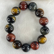 Natural Red Yellow Blue Tiger's Eye Quartz Beads Bracelet 110.63g 18cm 18.4mm 13 Beads - Huangs Jadeite and Jewelry Pte Ltd