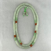 Type A Light Green Apple Green and Red Jadeite Beads Necklace 45.64g 64cm 5.8mm 181 + 6 Beads - Huangs Jadeite and Jewelry Pte Ltd