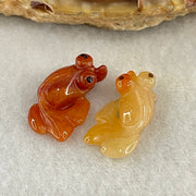 Natural Type A Yellow and Red Jadeite Pair Gold Fish Charm each 0.97g 16.9 by 9.4 by 5.5mm and 1.21g 17.0 by 9.8 by 5.7mm - Huangs Jadeite and Jewelry Pte Ltd