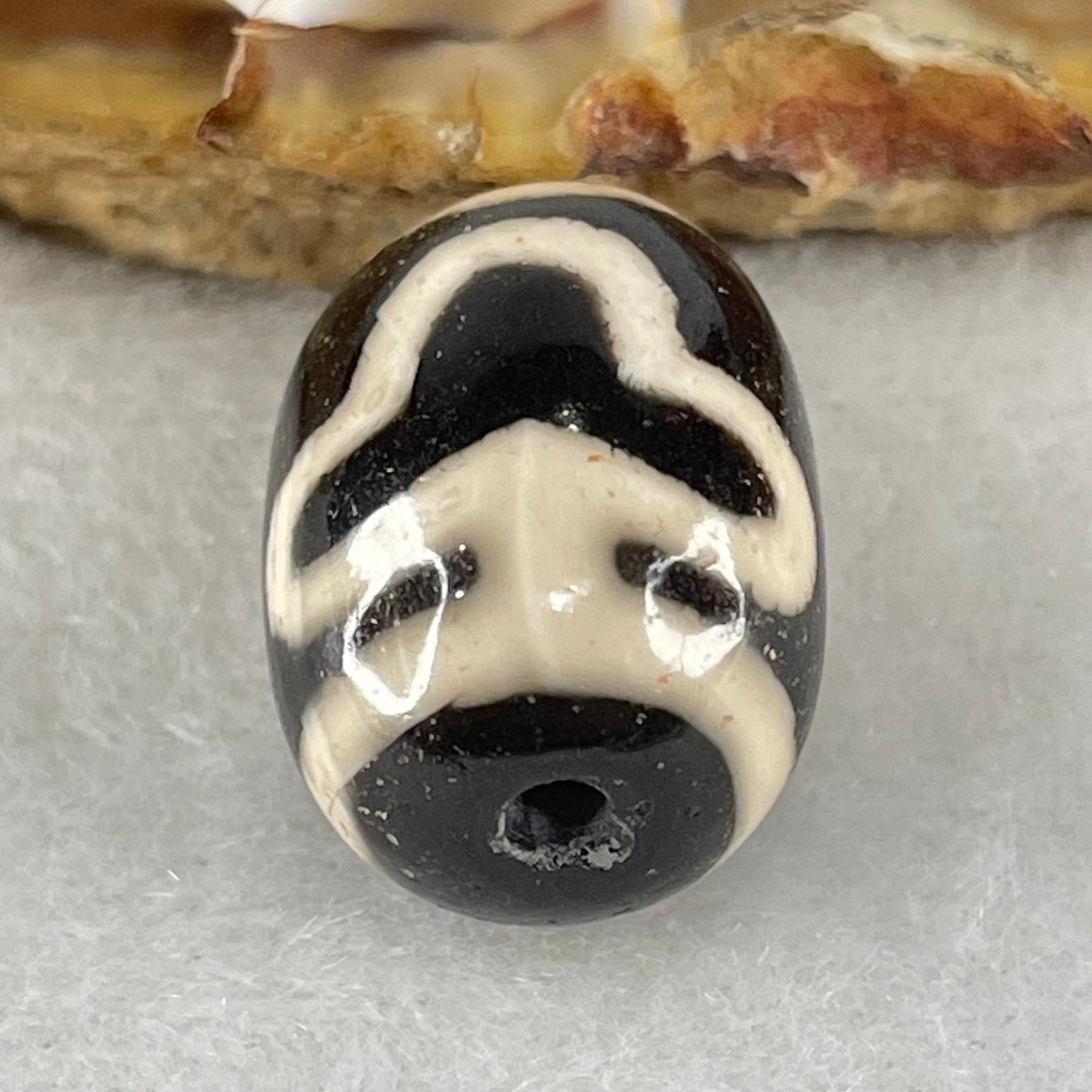 Natural Powerful Tibetan Old Oily Agate Double Bodhi Tree Dzi Bead Heavenly Master (Tian Zhu) 菩提树天珠 4.64g 17.5 by 13.2mm - Huangs Jadeite and Jewelry Pte Ltd