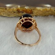 Natural Red Blood Amber in S925 Sliver Rose Gold Color Ring (Adjustable Size) 2.39g 12.8 by 11.4 by 6.5mm - Huangs Jadeite and Jewelry Pte Ltd