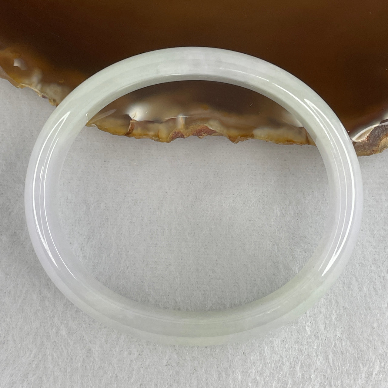 Natural Type A Semi-Icy Lavender Jadeite Oval Bangle | 53.3mm Faint Violet with Light Green Patch | Premium Translucent "Fei Cui" Gui Fei Wrist Heirloom 31.15g 11.7x5.6mm (Very Very Slight Internal Lines)