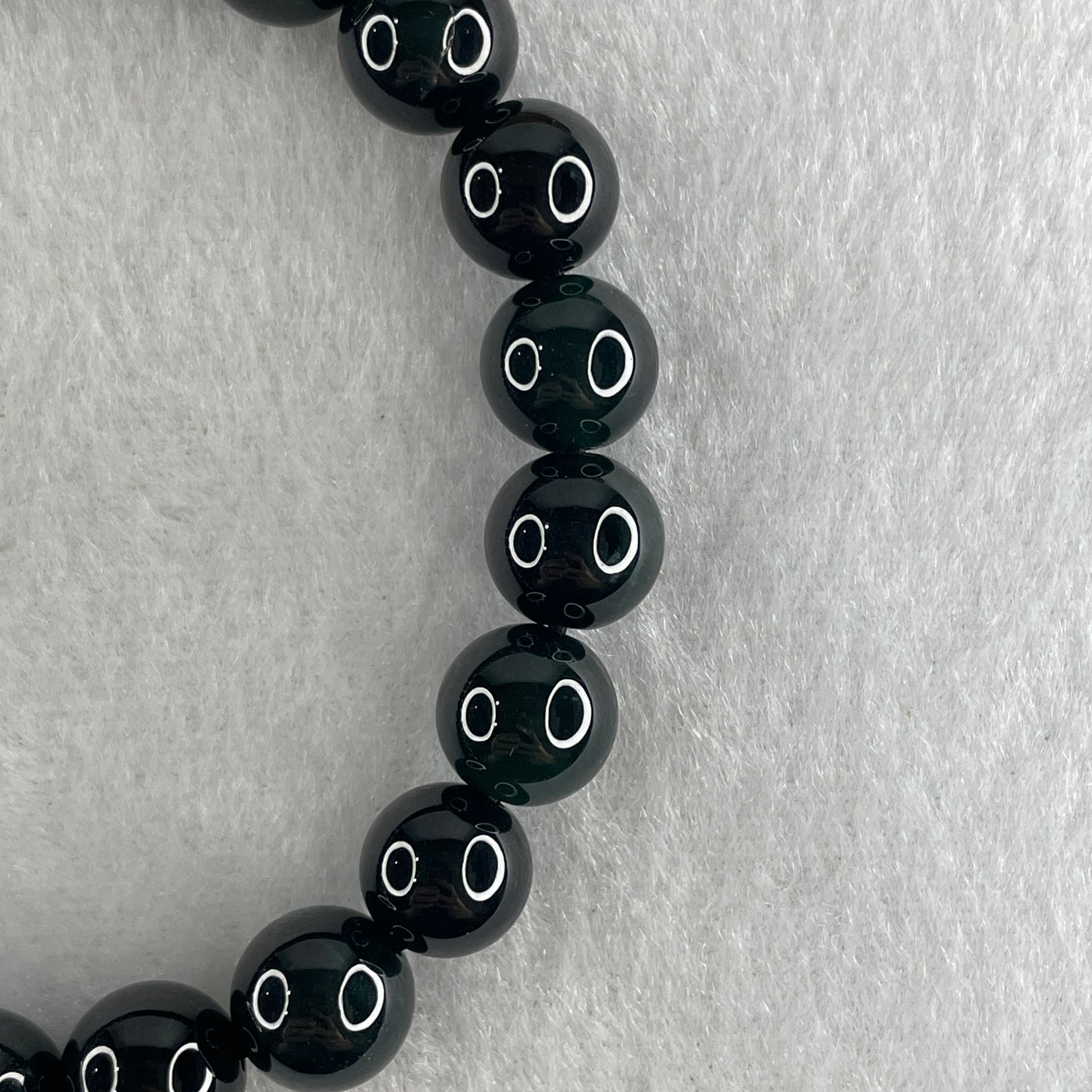 Rare High End Type A Highly Translucent Black Omphacite Jadeite Beads Bracelet 33.19g 17.5cm 9.7mm 22 Beads - Huangs Jadeite and Jewelry Pte Ltd
