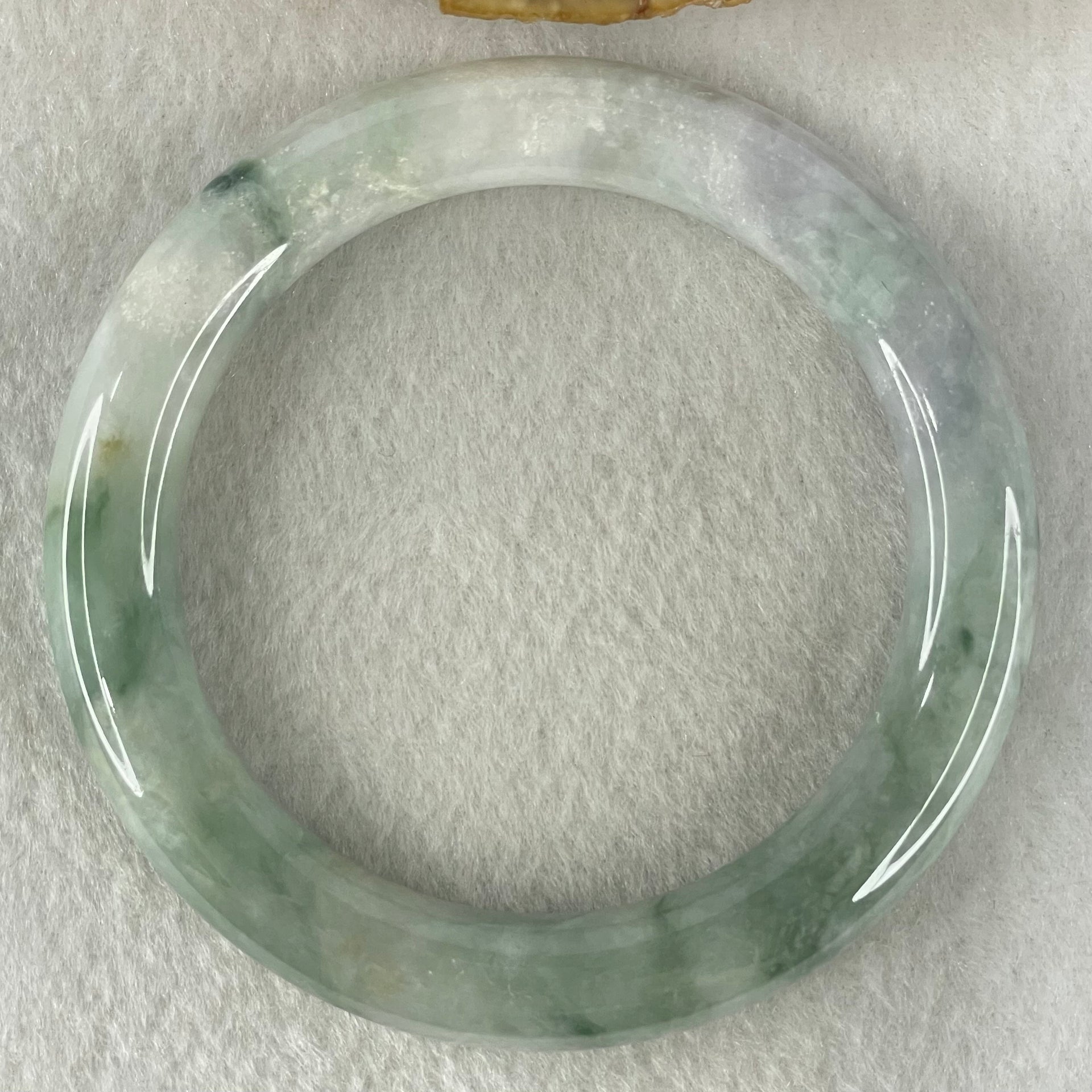 Type A Light Green with Green piao Hua Floral Jadeite Bangle 54.80g Inner Diameter 55.9mm 10.2 by 10.6mm (Internal Lines) - Huangs Jadeite and Jewelry Pte Ltd