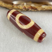 Natural Powerful Tibetan Old Oily Red White Agate One Eye Gold Metal Element Dzi Bead Heavenly Master (Tian Zhu) 一眼金天珠 10.23g 37.9 by 13.3mm - Huangs Jadeite and Jewelry Pte Ltd