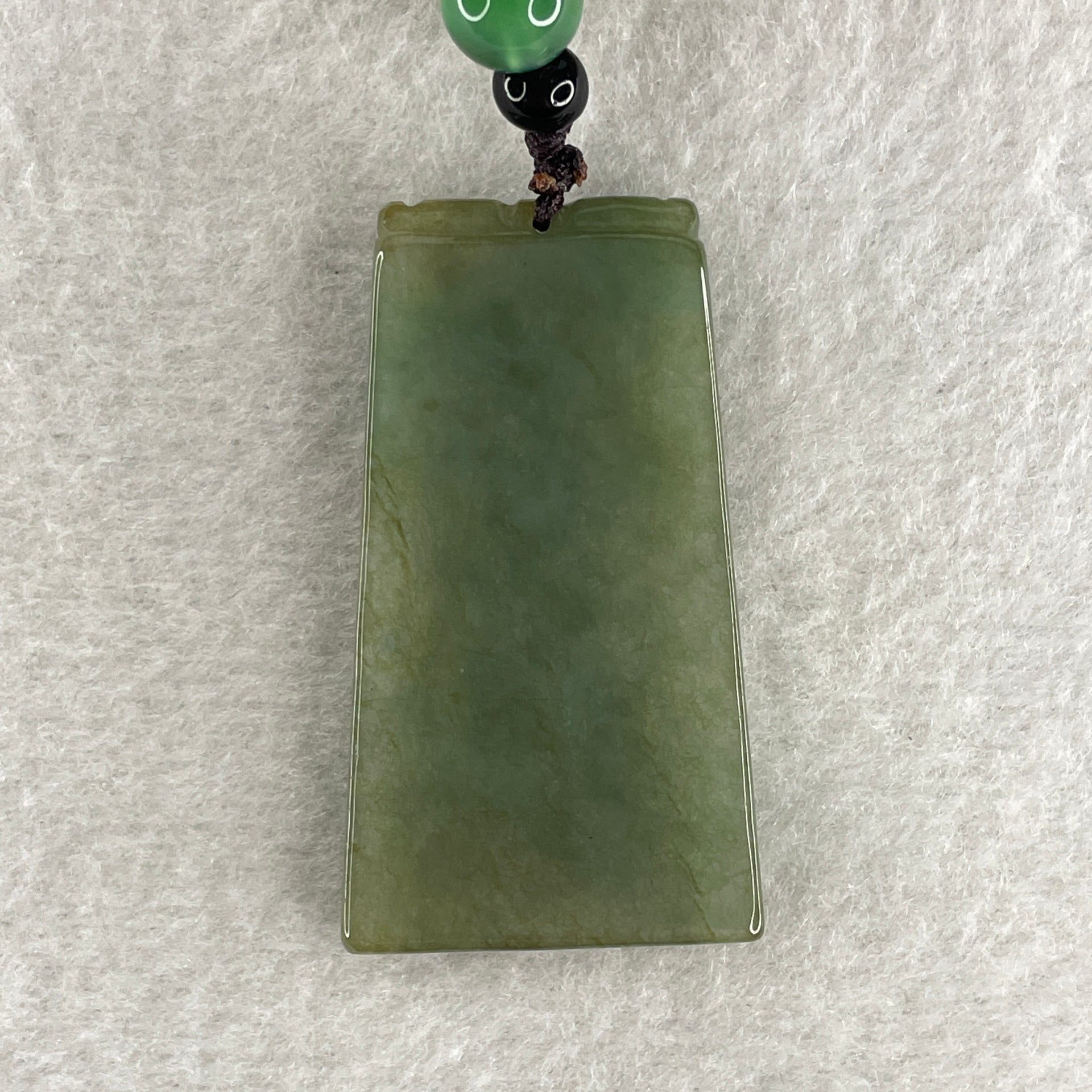 Natural Type A Green with Yellowish Jadeite Wu Shi Pai Pendant 20.75g 45.6 by 25.5 by 5.9mm - Huangs Jadeite and Jewelry Pte Ltd