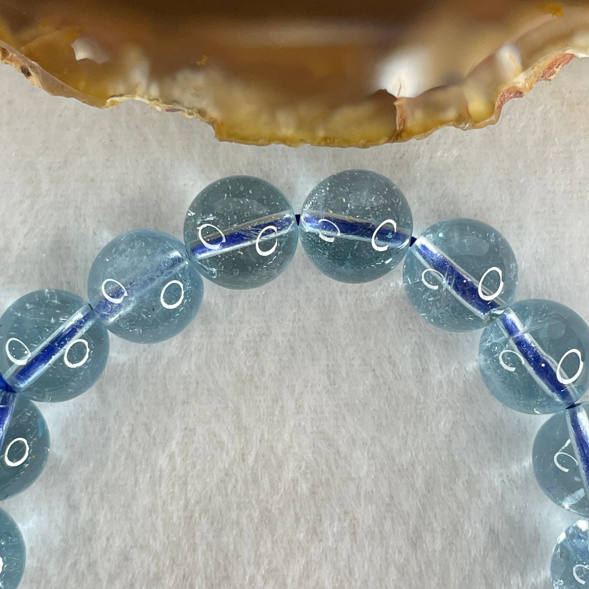 Good Grade Natural Blue Topaz Beads Bracelet 36.55g 15cm 10.3mm 19 Beads - Huangs Jadeite and Jewelry Pte Ltd