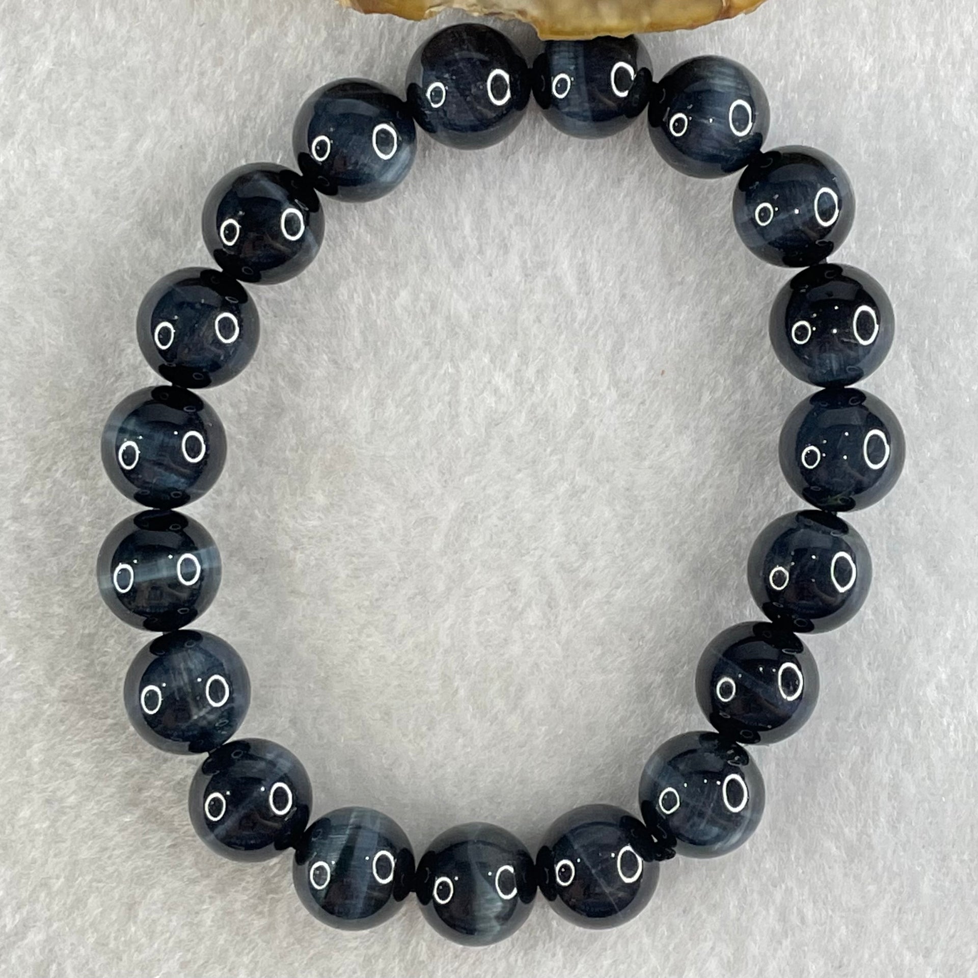 Natural Blue Tiger Eye Quartz Beads Bracelet 29.06g 16.5cm 10.5mm 19 Beads - Huangs Jadeite and Jewelry Pte Ltd