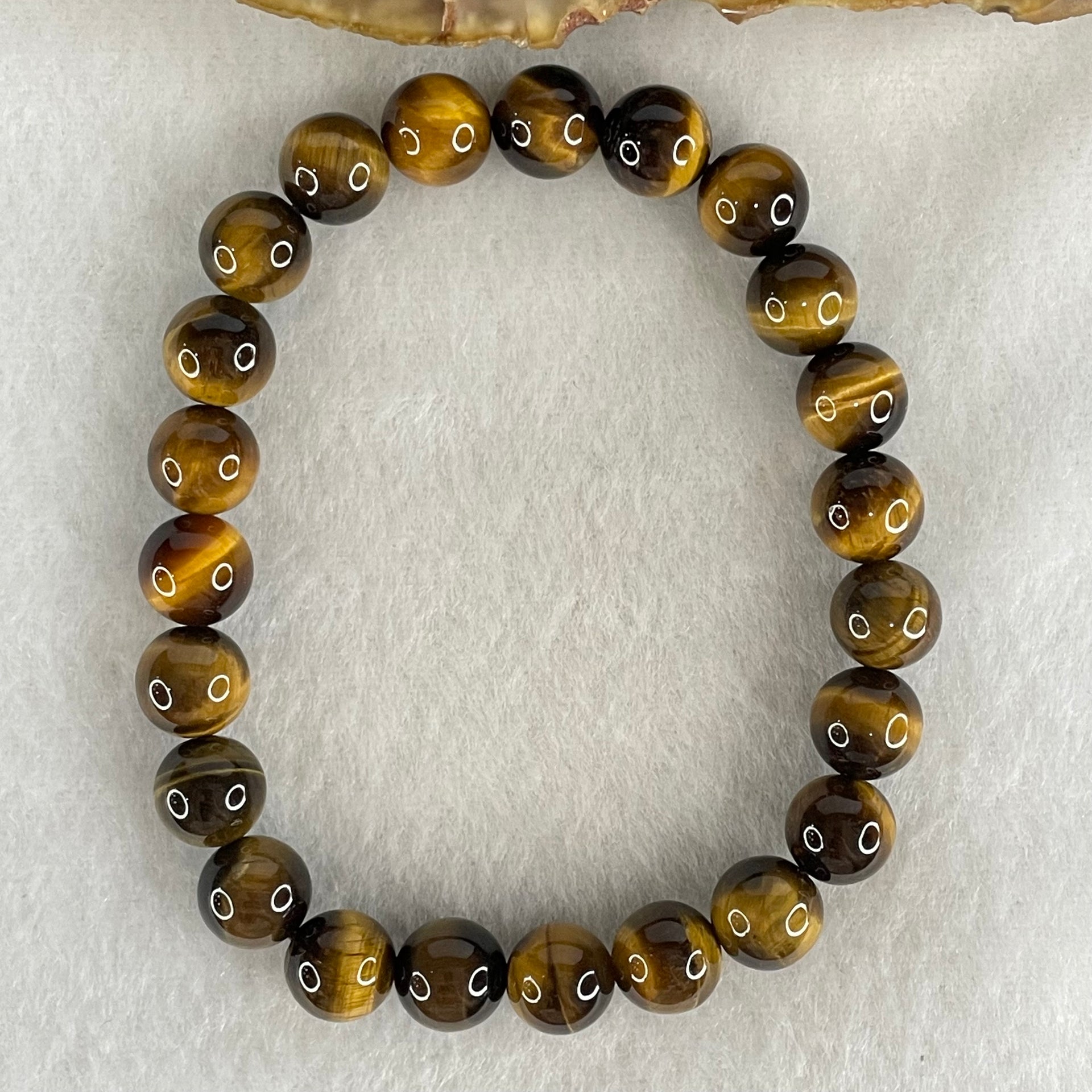 Natural Yellow Tiger's Eye Quartz Beads Bracelet 18.55g 16cm 8.5mm 23 Beads - Huangs Jadeite and Jewelry Pte Ltd